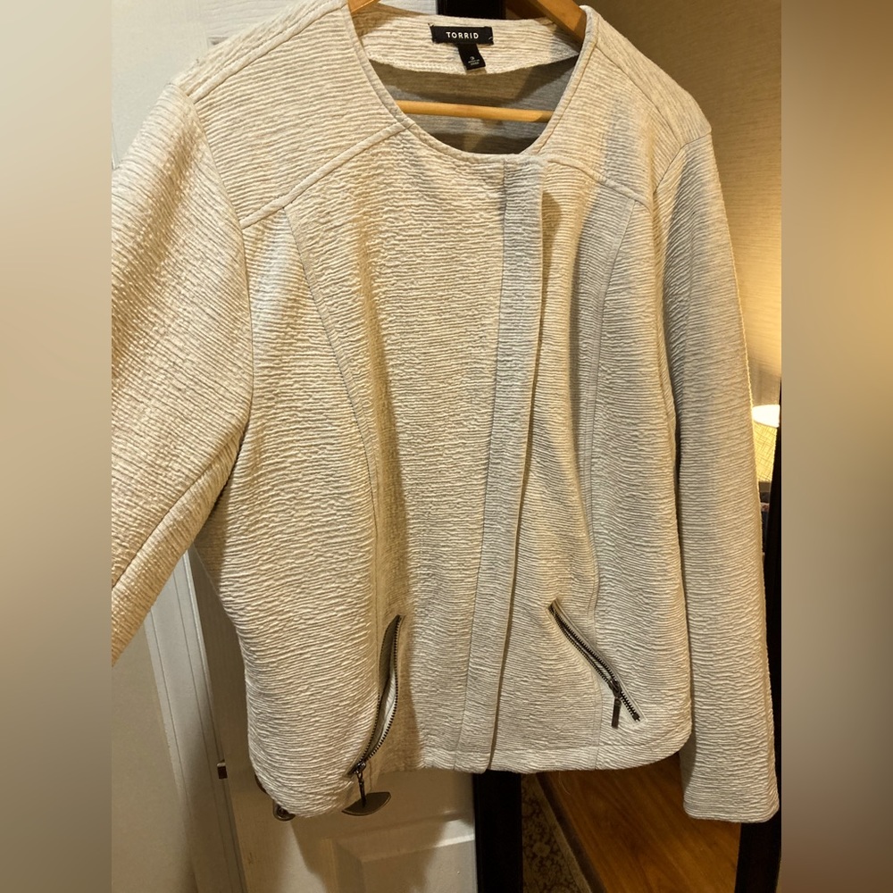 Oatmeal Gray Torrid Zip Blazer/Jacket